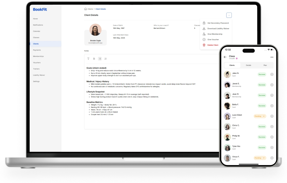 Instructors, permissions, and client CRM in sync
